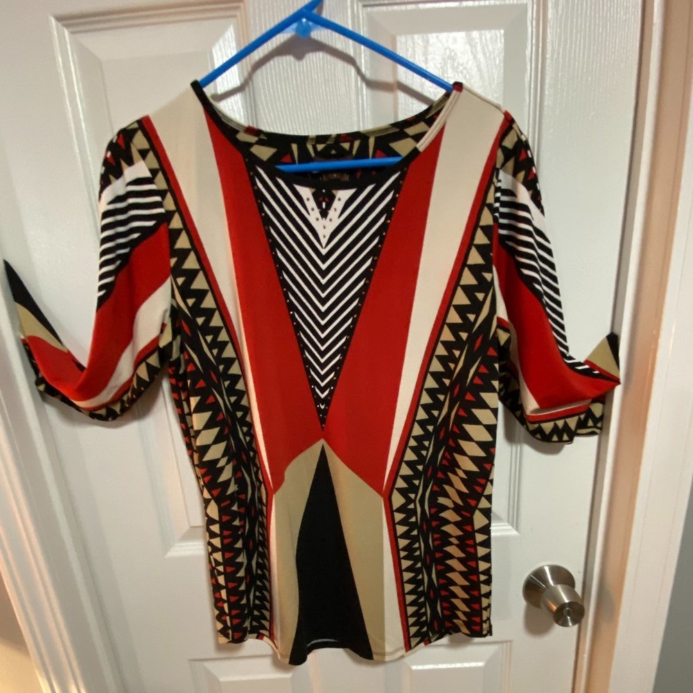 Lk New Multiples Deco Pattern Poly Pull over-Sm
